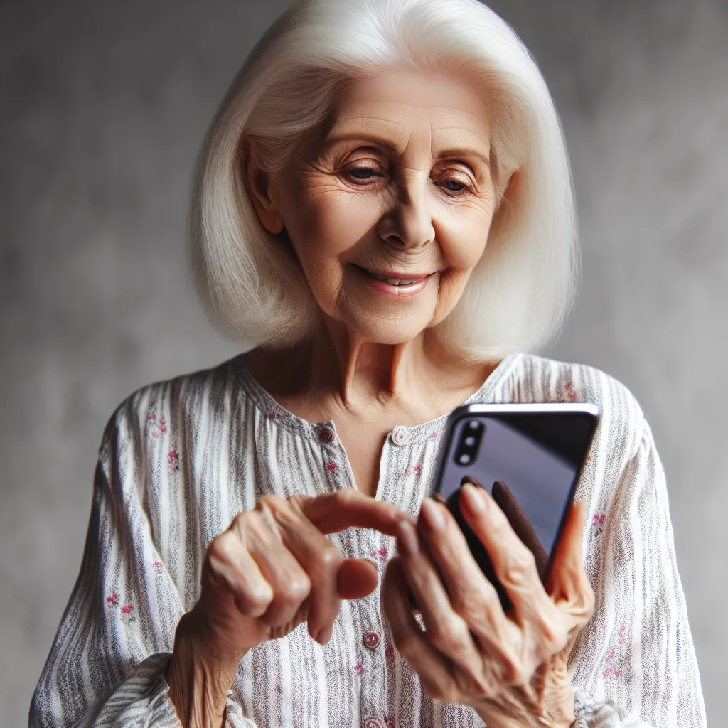 Smartphone in der hand von alter Frau